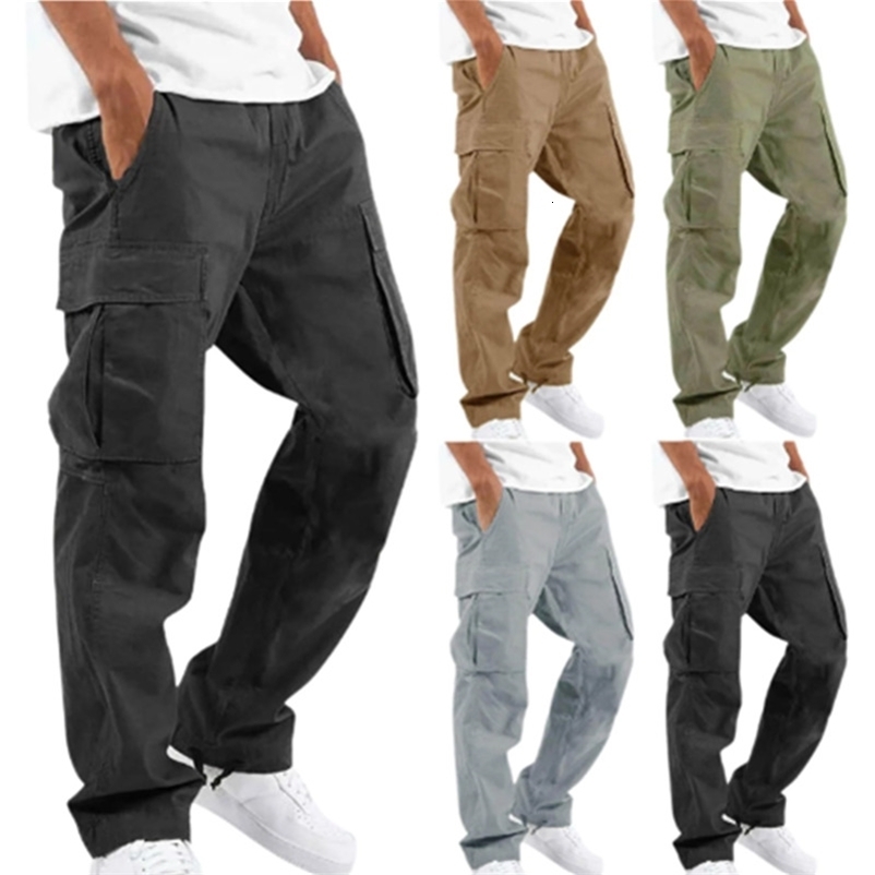 Pantalones de correr informales para hombre, pantalones cargo de ajuste relajado, pantalones de chándal con cordón, pantalones deportivos de sarga p