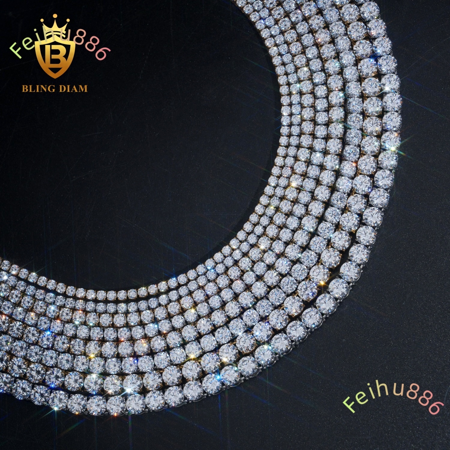 Wholesale Price Fashion silver Tennis Chain 3mm-6mm vvs D color moissanite Tennis BraceletNecklace Iced Out Luxury Jewelry