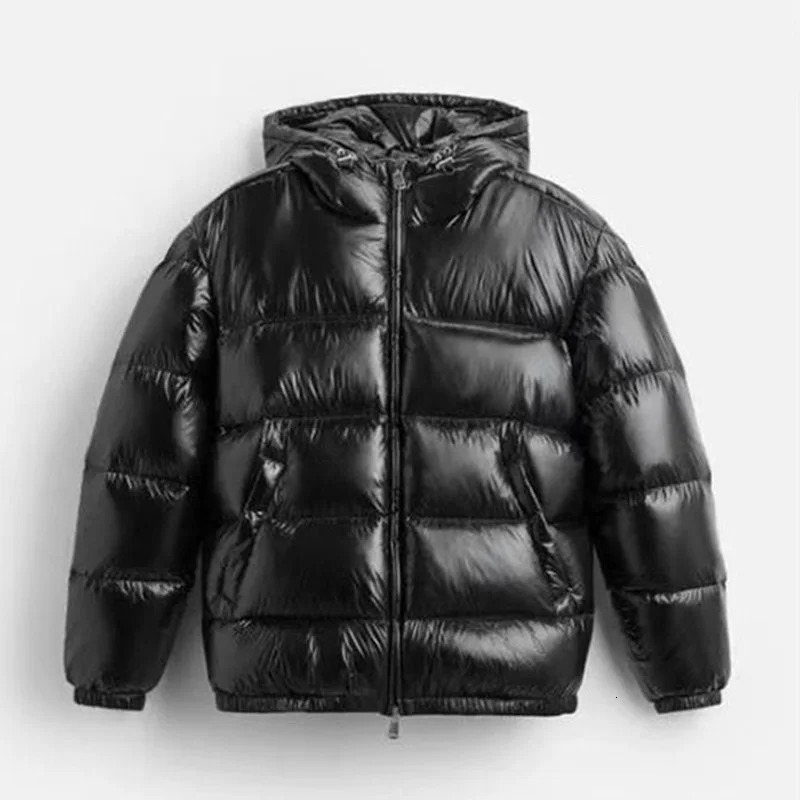 Autumn Winter Mens Fashion Simple Cotton Padded Coat Men Casual Zipper Hooded Jacket Solid Cold-proof Warm Parka Outerwear 251212
