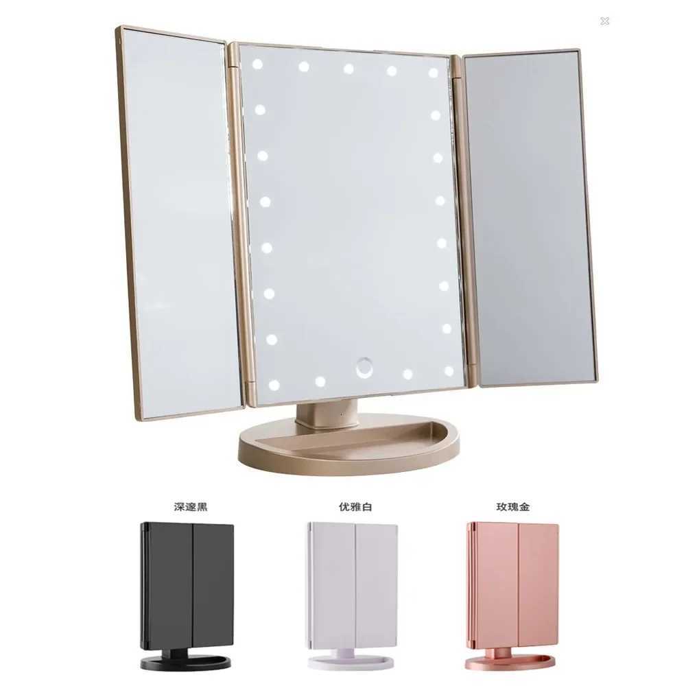 Led Vanity Mirror with Light Portable 10X Magnifying Desktop Three Side Folding Vanity MirrorT251213-image-1088278664