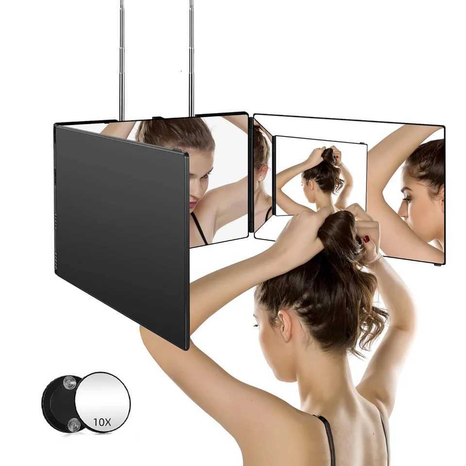 360-Degree Viewing Angle Hair Cutting Mirror 3-Way Self Haircut Mirror with Clear Anti-Fog HD Glass USB RechargeableT251213-image-1088316219