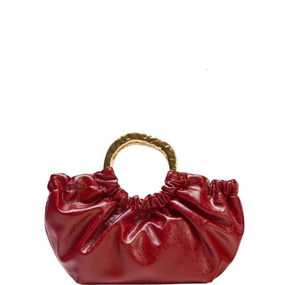 Luxury Designer Lady Pleated Cloud Handbag 2025 Women Trendy Burgundy Red Single Shoulder Bag Versatile Commuting Crossbody Bags