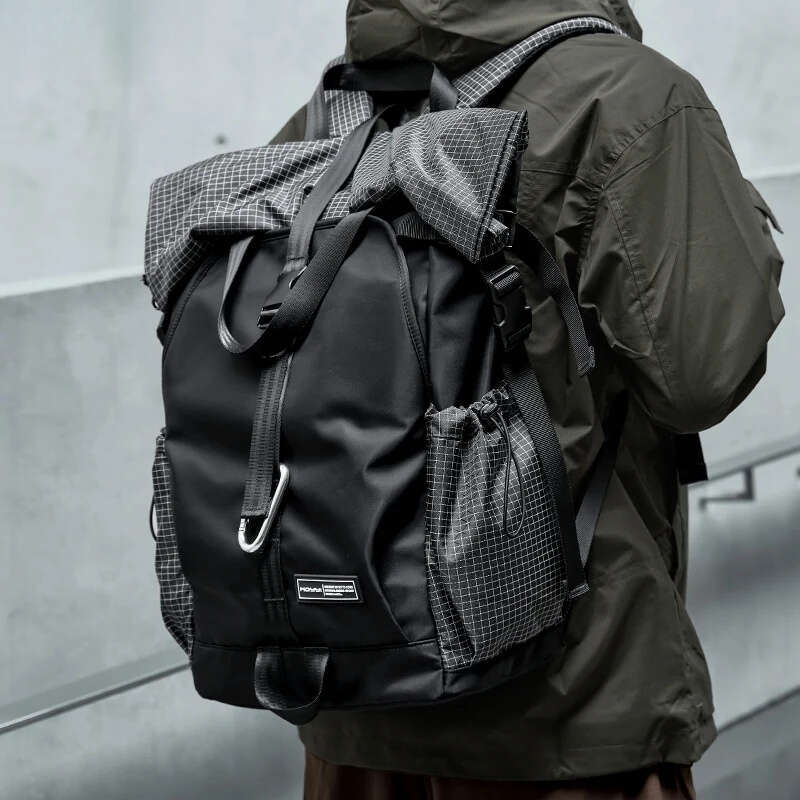 Men S Roll Top Travel Expandable Large Capacity Backpack Waterproof Outdoor Motorcycle Riding Hike Sports Bags High Quality Luxury Bag