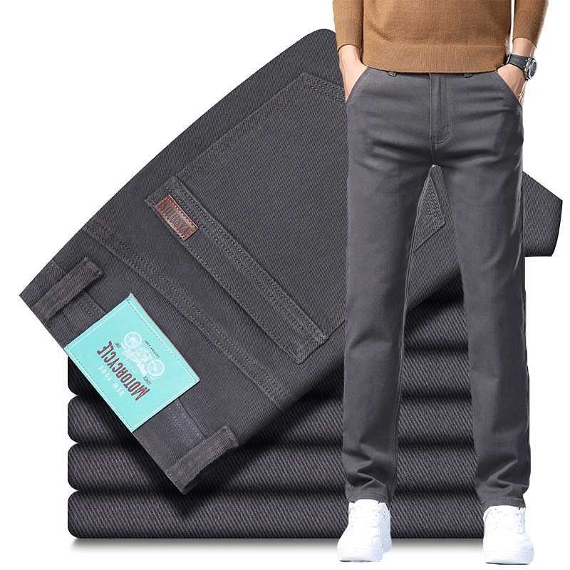 2025 New Dark Gray Elastic Jeans Mens Cotton Soft Comfortable Business Casual Denim Pants Korean Clothes Spring Autumn Trouser Z251213
