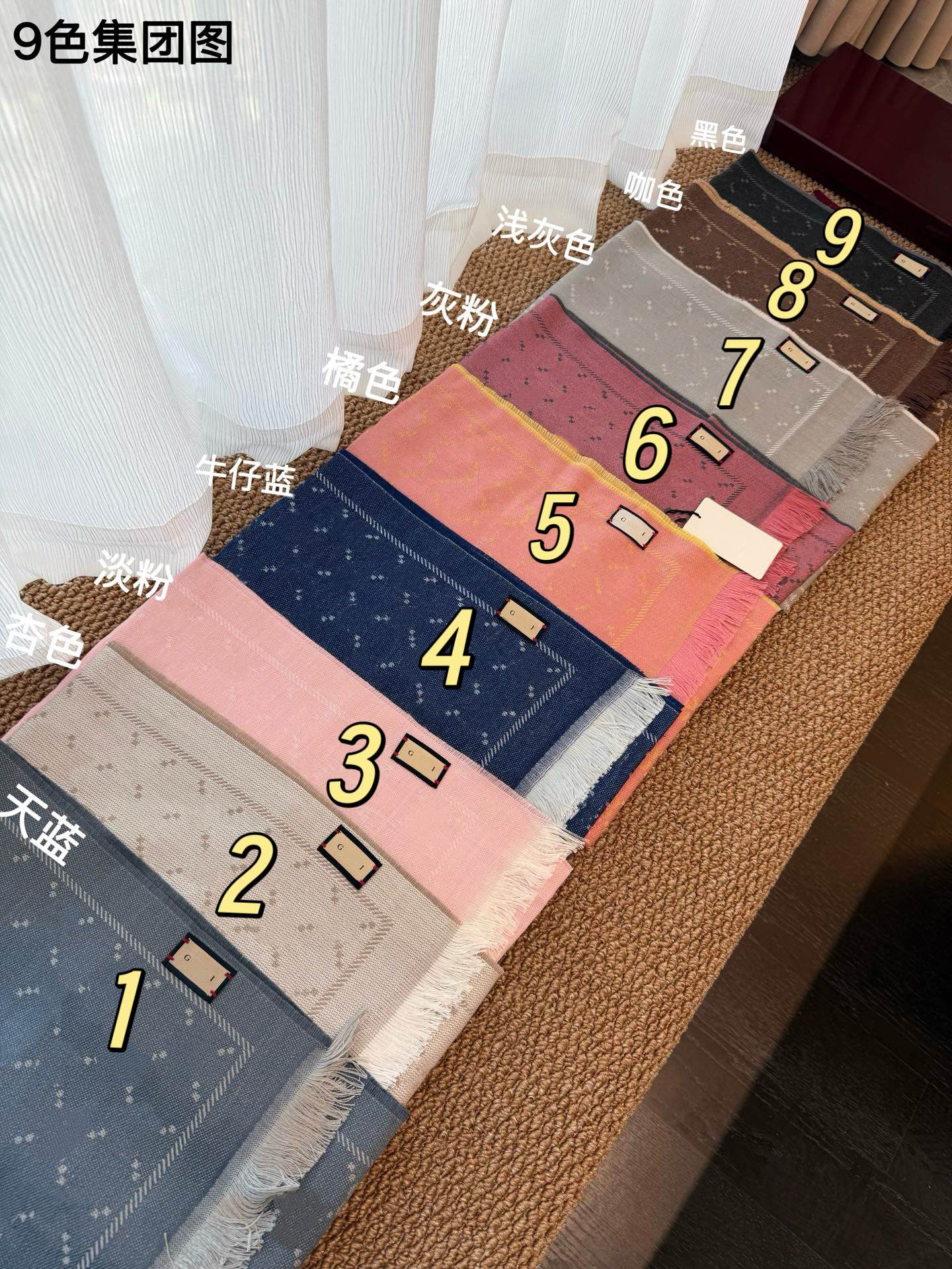 AAAAA ss347 G***i down luxury Classic autumn/winter scarf with jacquard logo, double-sided shawl, wool, unisex, grey and pink designer letter neck w