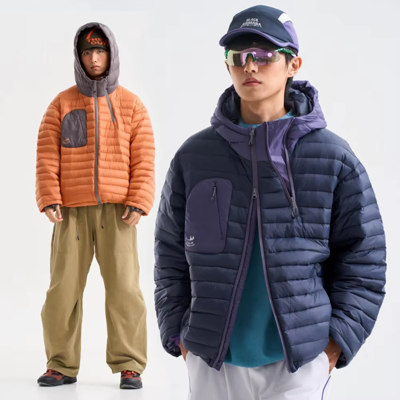 Piumino con cappuccio funzionale per esterni invernali Uomo Donna Piumino caldo sciolto Piumino d'anatra Cappotto unisex Capispalla