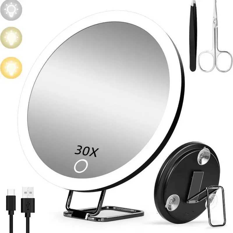 6 Inch Adjustable Stand Magnifying Mirror with Light High-Definition Suction Cup LED Makeup Mirror Foldable 5/10/20/30xT251213-image-1088278299