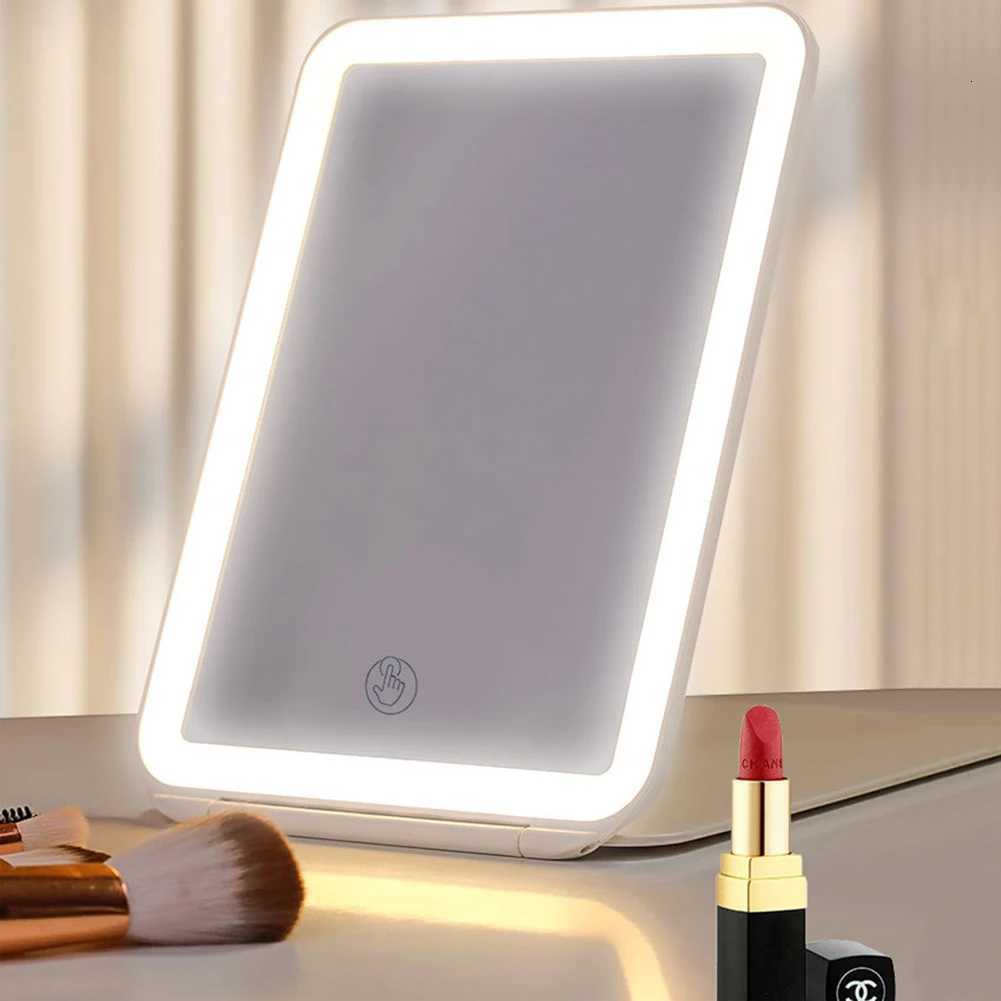 USB Charing Folding Makeup Mirror 10x Magnifying Touch Screen Dressing Cosmetic Glass LED Light Bedroom Beauty Vanity Table ToolT251213-image-1088279736
