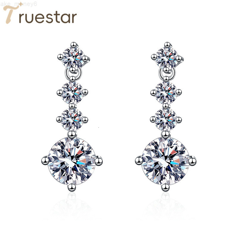 S925 Sterling Silver Tassel 1Carat Moissanite Diamond Earrings Fashionable and Luxurious Earrings with GRA Certificate for Women