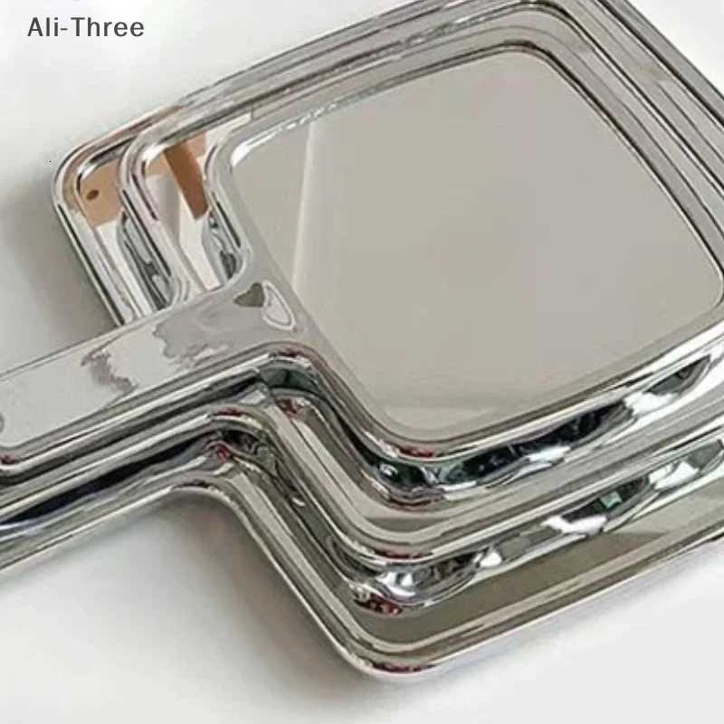 1PCS Electroplated Handle Makeup Mirrors Beauty Portable Round Hand Square Hand S/M/L Make Up MirrorT251213-image-1088315972