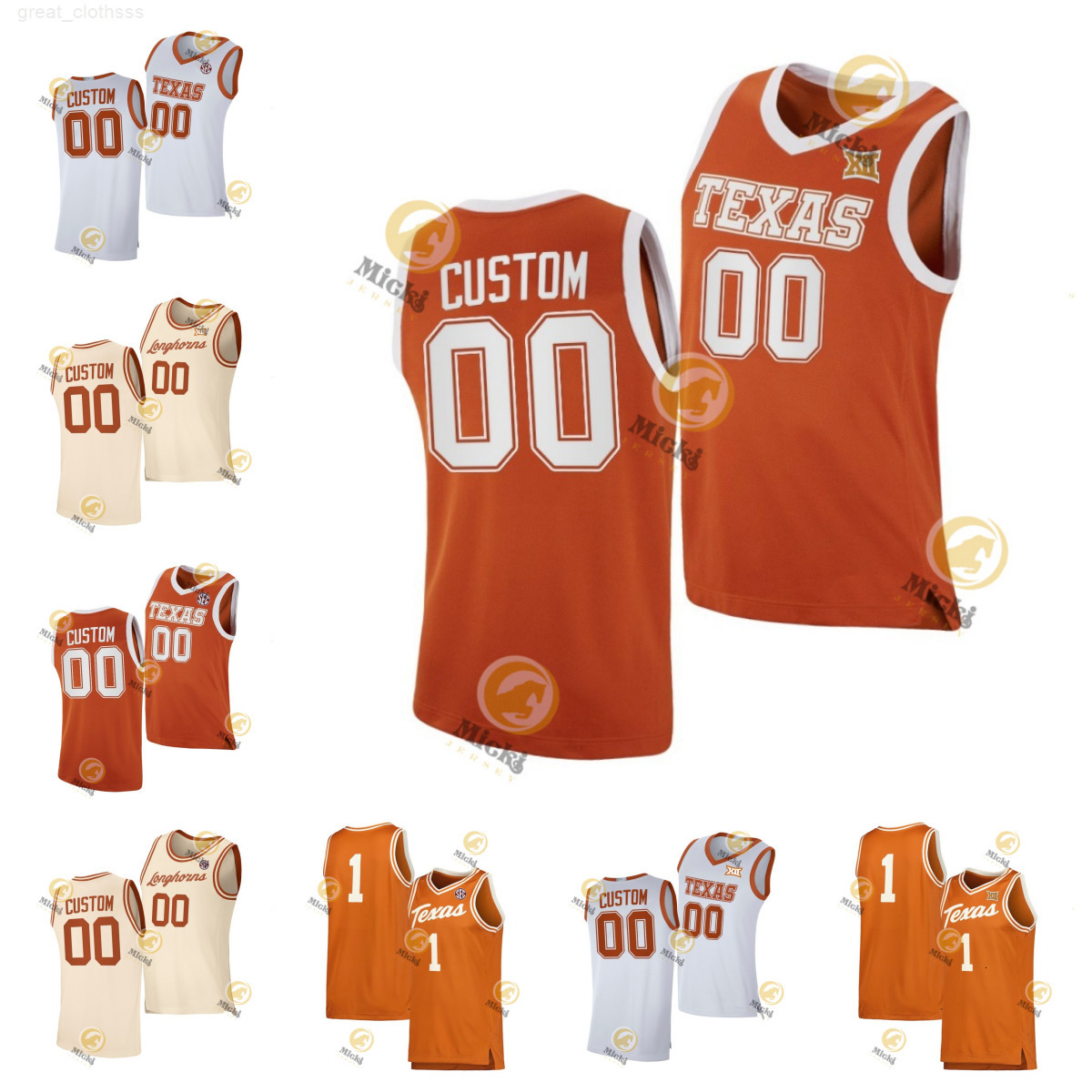 Maillot de basket-ball du Texas Jayson Kent Anthon McDermott Mohamed Bamba LaMarcus Aldridge Kevin Durant Dillon Mitchell PJ Tucker Maillots cous