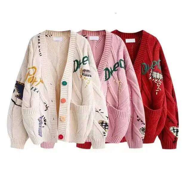 Designer Clothes New Embroidery Knitted Cardigan Women S Sweater Warm Long Sleeve Letter Print Packet Jumpers Autumn Winter Loose Sweaters Hot Selli