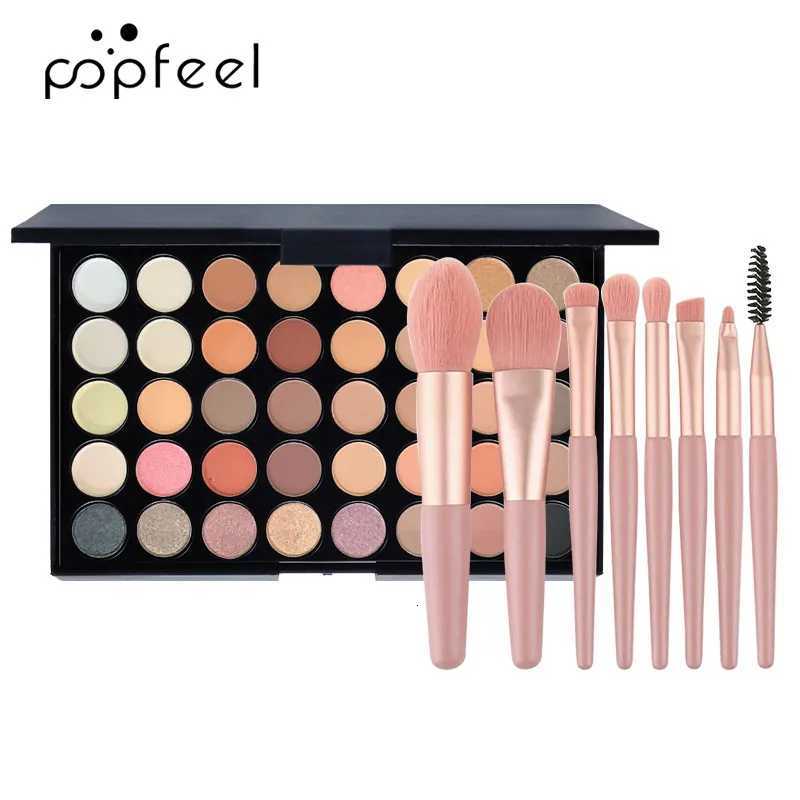 POPFEEL 40-Color Eyeshadow Palette with 8 Pink Eyeshadow Brushes Long-Lasting Highly Pigmented Matte Shimmer Combo M251213-image-1088282972