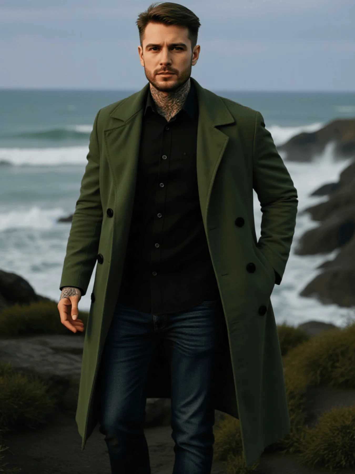 Winter Mens Double Breasted Casual Warm Coat With Wind Jacket Lined Woolen Blend Coat Thickened Fashion Mens WearT251213