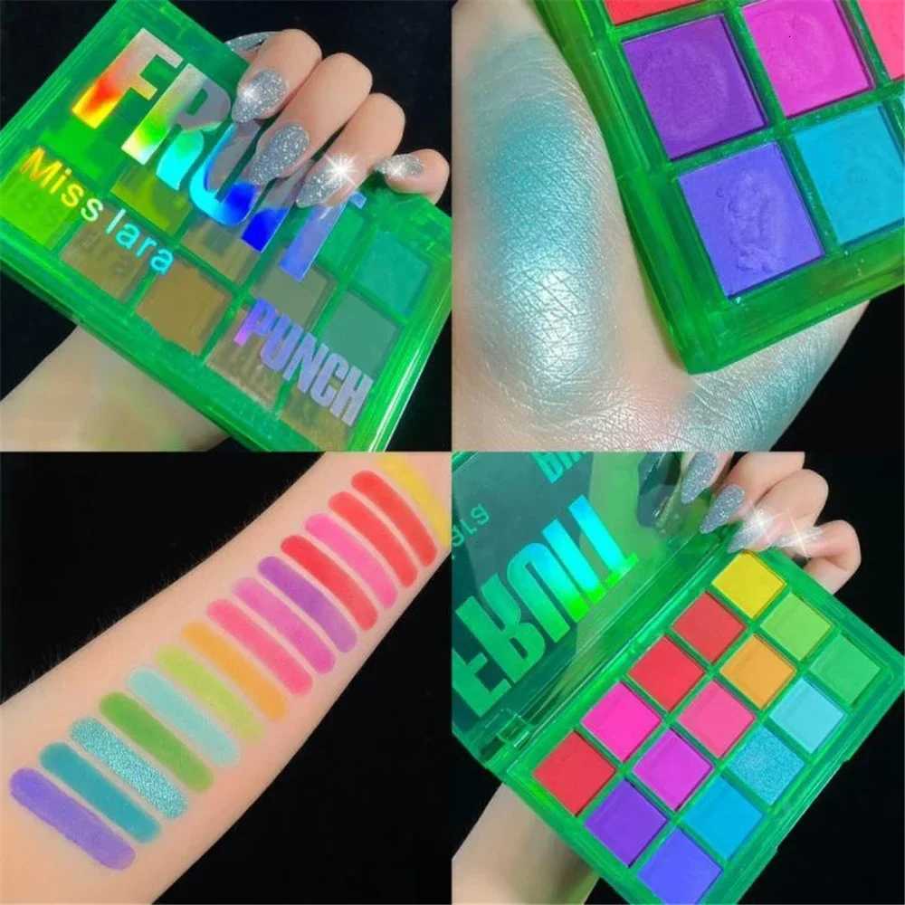 Miss lara Sweet Party Eyeshadow Pallete Neon Makeup Palette 15 Shimmer Glitter Matte Shades Matellic Nude Blendable Pigment M251213-image-1088281469