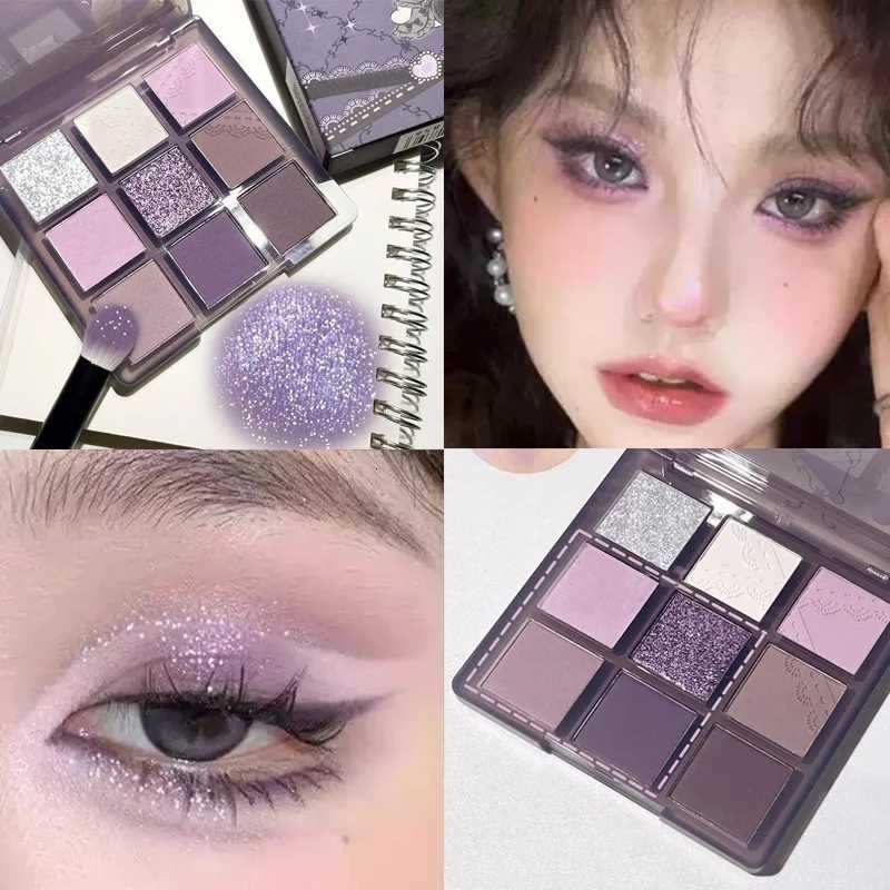 l Glitter Purple Eyeshadow Makeup Palette Waterproof Lasting Smoke Gray Purple Nine Color Eye Shadow Womens Cosmetics M251213-image-1088285287