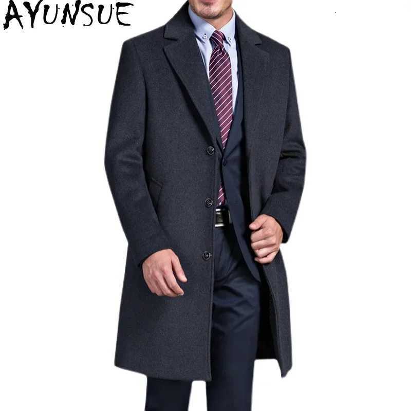 AYUNSUE Mens Clothing Elegant Fashion Winter Coat Men Autumn Wool Coat New Short Cashmere Jacket Men Trench Coat Long OvercoatT251213