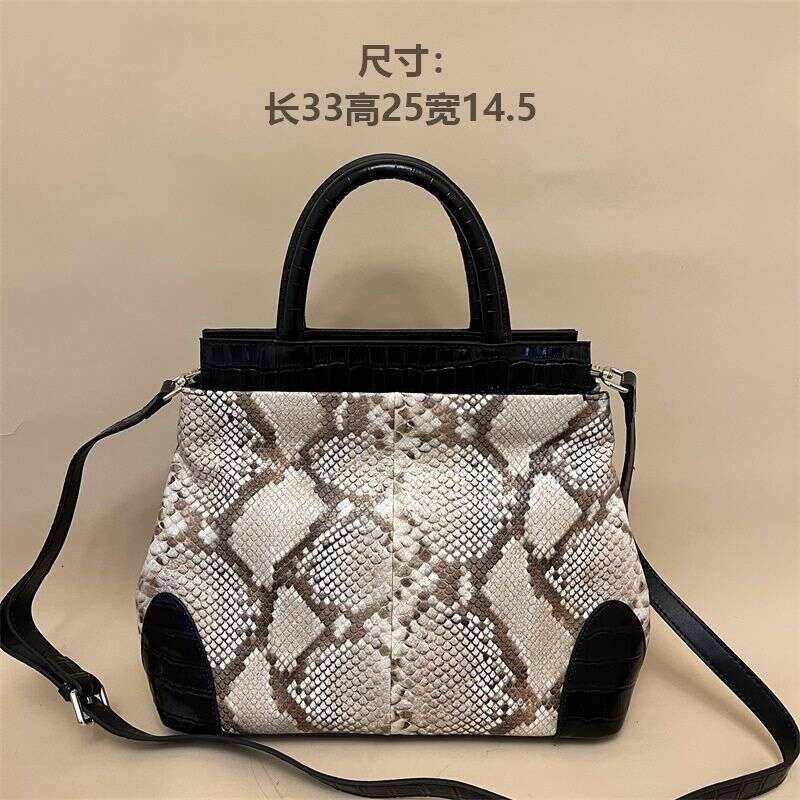 toteBag Shoulder Bag Top Layer Cowhide Fashion Genuine Bag For Women Handbag Shoulder Crossbody Killer Snake Pattern Suede Leather