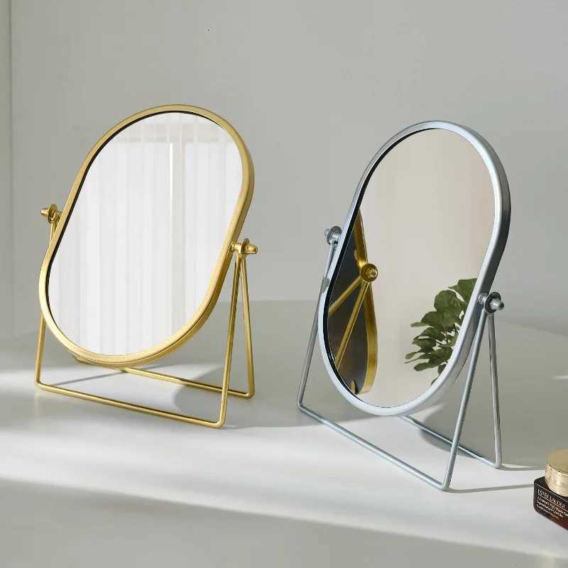 360 Degrees Rotate Iron Luxury Desktop Makeup Mirror Texture Ladies Makeup Mirror Creative Iron Mirror Strong Sense of StyleT251213-image-1088284901