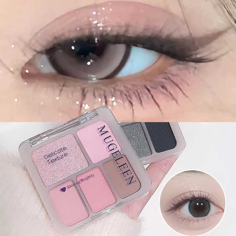 5-Color Nude Beige Pink Eye Makeup Eyeshadow Palette Silvery Gray Matte Glitter Eye Shadow Halloween Punk Dark Black Eye Pigment M251213-image-1088285188