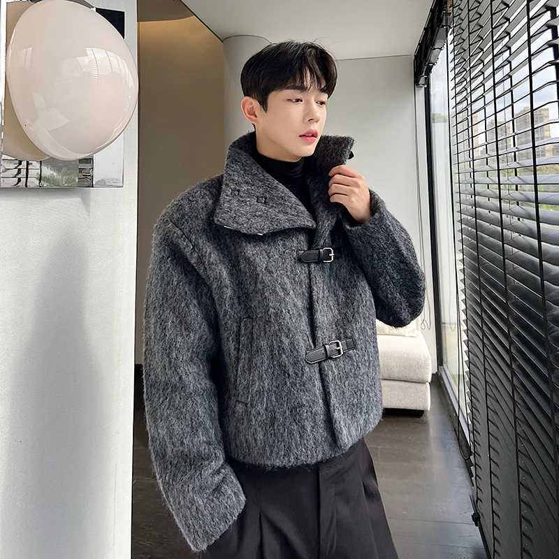 Retro Solid Color Woolen Coat Men Casual Turn-down Collar Button Jacket Autumn Winter Pocket Long Windbreaker Male Q103T251213