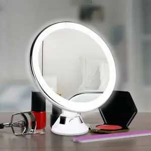 10x Magnifying Makeup Mirror With Led Light 360 Degree Rotating Cosmetic Vanity Makeup Mirror Suction Cup Bathroom Shower MirrorT251213-image-1088316031
