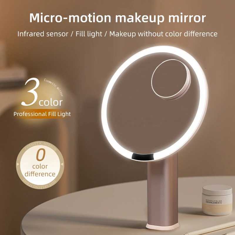 Desktop makeup mirror with LED light three-color adjustable home desktop makeup mirror HD smart makeup fill lightT251213-image-1088276461