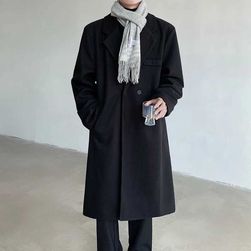 Autumn Winter Loose Fit Casual Jacket for Men Stand Collar Korean Style Mens Long Overcoat Knee-Length Fashionable Woolen CoatsT251213