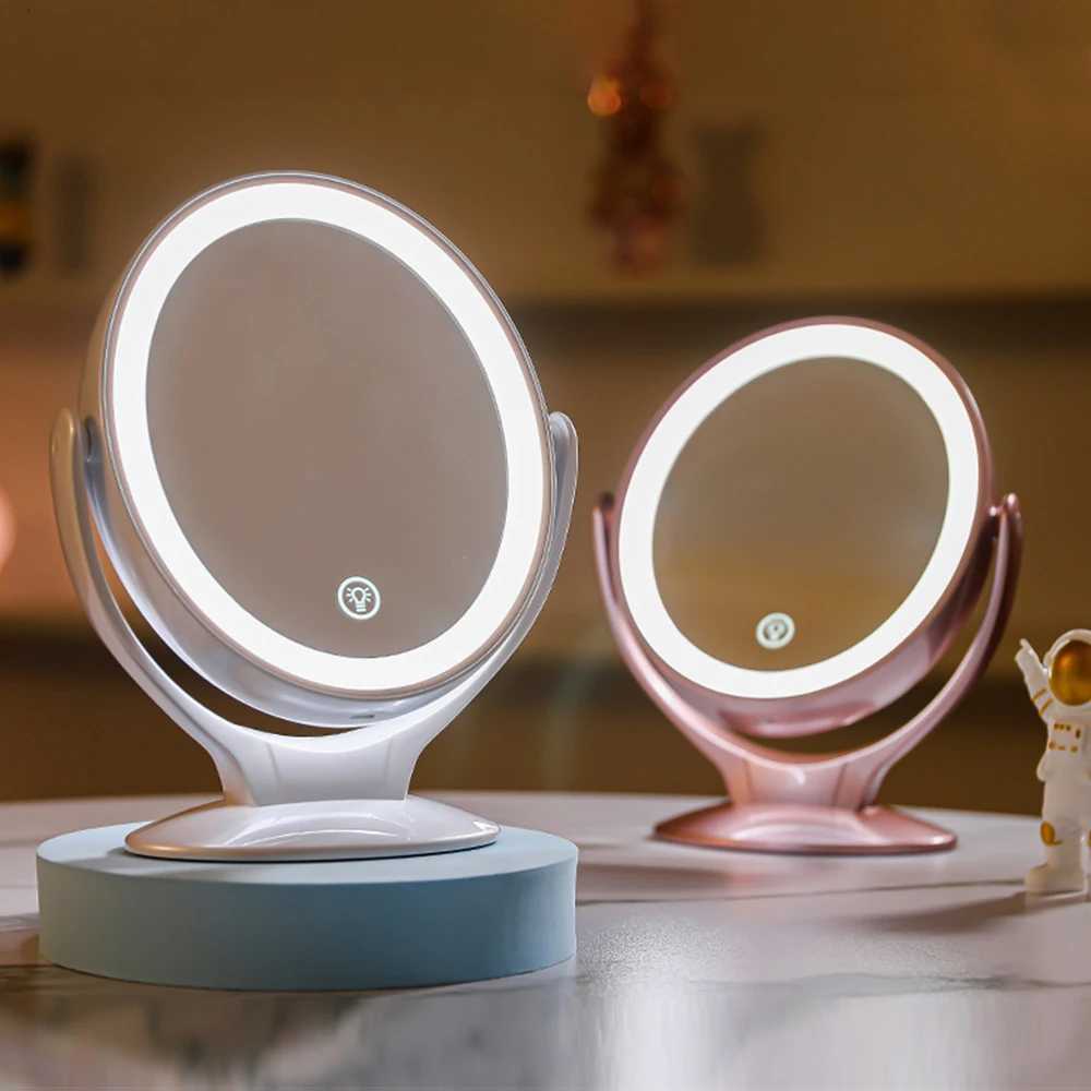 LED Cosmetic Mirror With Lights Double-Sided Makeup Mirror 7X Magnifying Rechargeable 360 Rotating Freestanding PortableT251213-image-1088316083