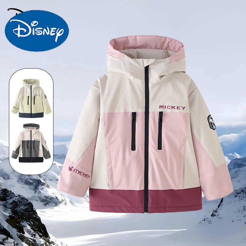 Disney Outdoor Thicken Jacket For Children Fashion Windproof Contrasting Color Hooded Jackets Autumn Winter American Kids Coat H251213-image-1088254269