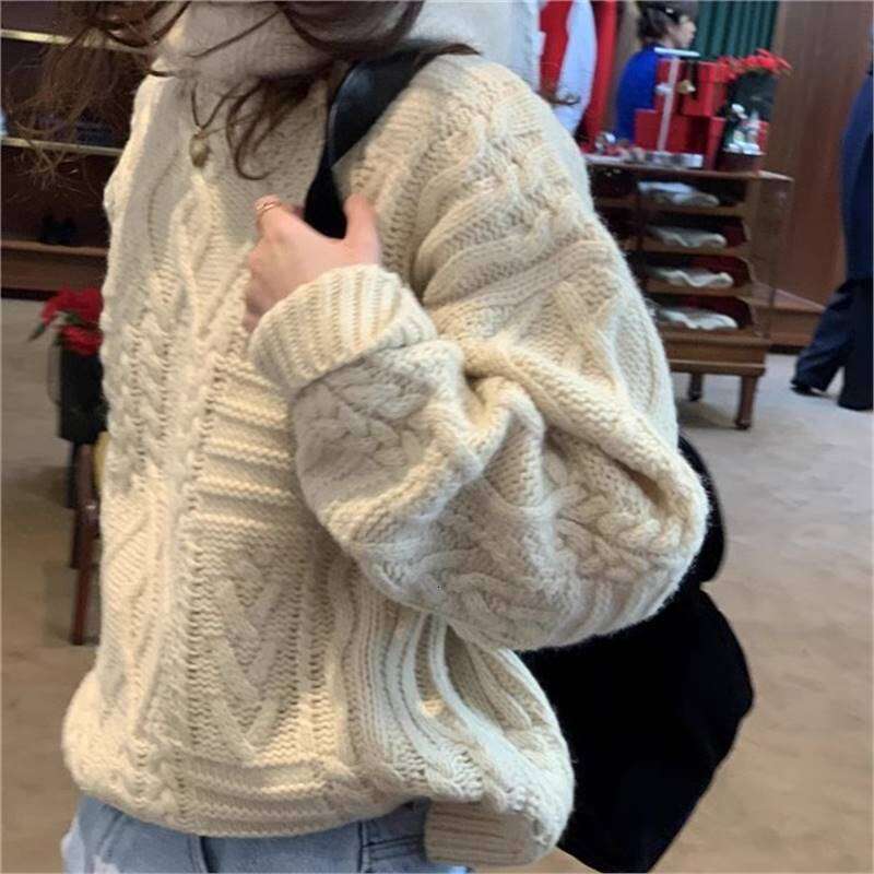 Korean Clothing Autumn Winter New Lazy Style Loose Sweater Women S Pullover Braided Knitted Top Luxury