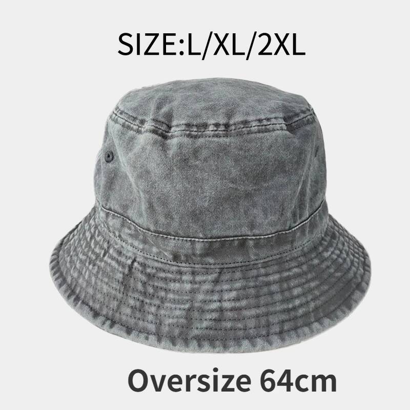 Big Head Plus Size Bucket for Men Pure Cotton Panama Fisherman Korean Man Women 59cm 60cm 62cm 63cm Sun Hat ddmythur