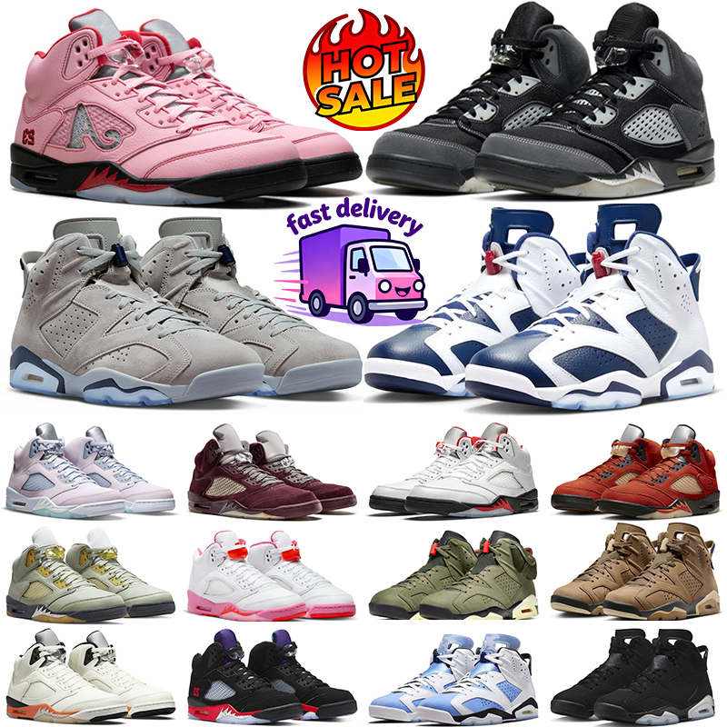 with box men women basketball shoes designer sneakers 5s 6s outdoor sports shoe mens trainers black white blue grey pink red trainers
