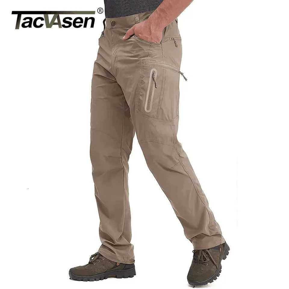 TACVASEN Summer Lightweight Trousers Mens Fishing Pants Outdoor Hiking Nylon Quick Dry Pockets Cargo Pants Casual Work Trousers Z251213