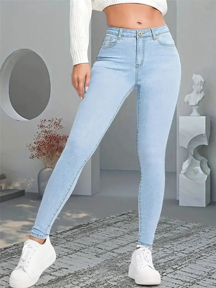 Women Stretch Skinny Jeans Lady Slim Fit Pencil Jeans Girls Leggings Straight Leg Denim Pants Blue Gray Black Sexy Long Trousers251205