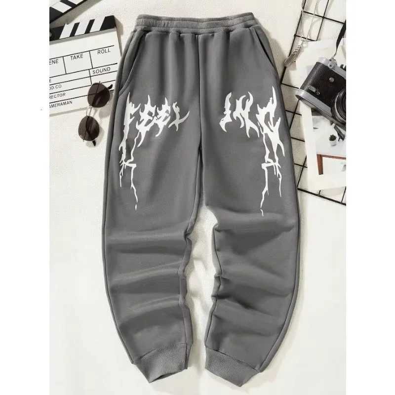 2024 American Knitted Sports Pattern Casual Solid Color Mens Leggings with Loose and Versatile Drawstring Pants 26L0506