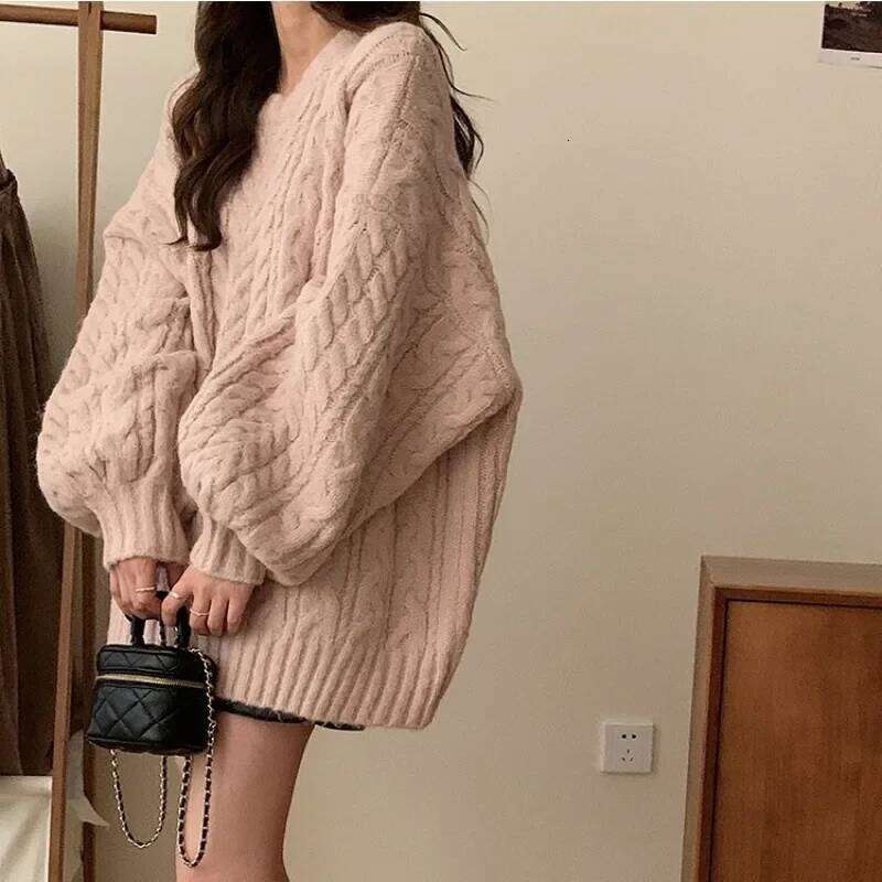 Loose Knitted Round Neck Sweater Coat Women S Plus Size Autumn Winter Comfortable Soft New Style Korean Version Top Luxury