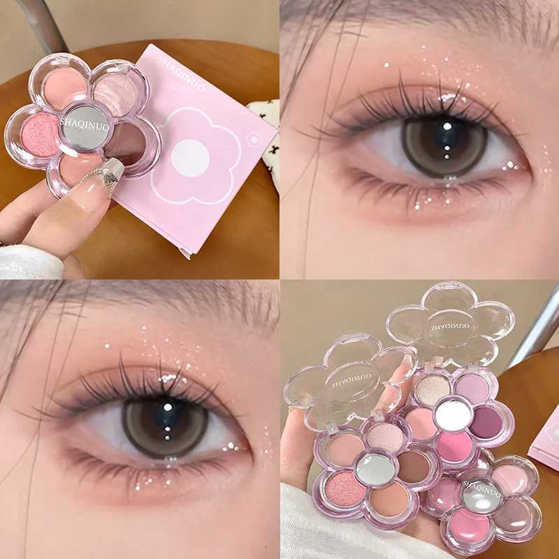 Five Color Eyeshadow Milk Tea Plate Purple Pink Glitter Eye Shadow Makeup Palette Waterproof Easy Coloring Shiny Matte Eyeshadow M251213-image-1088285831
