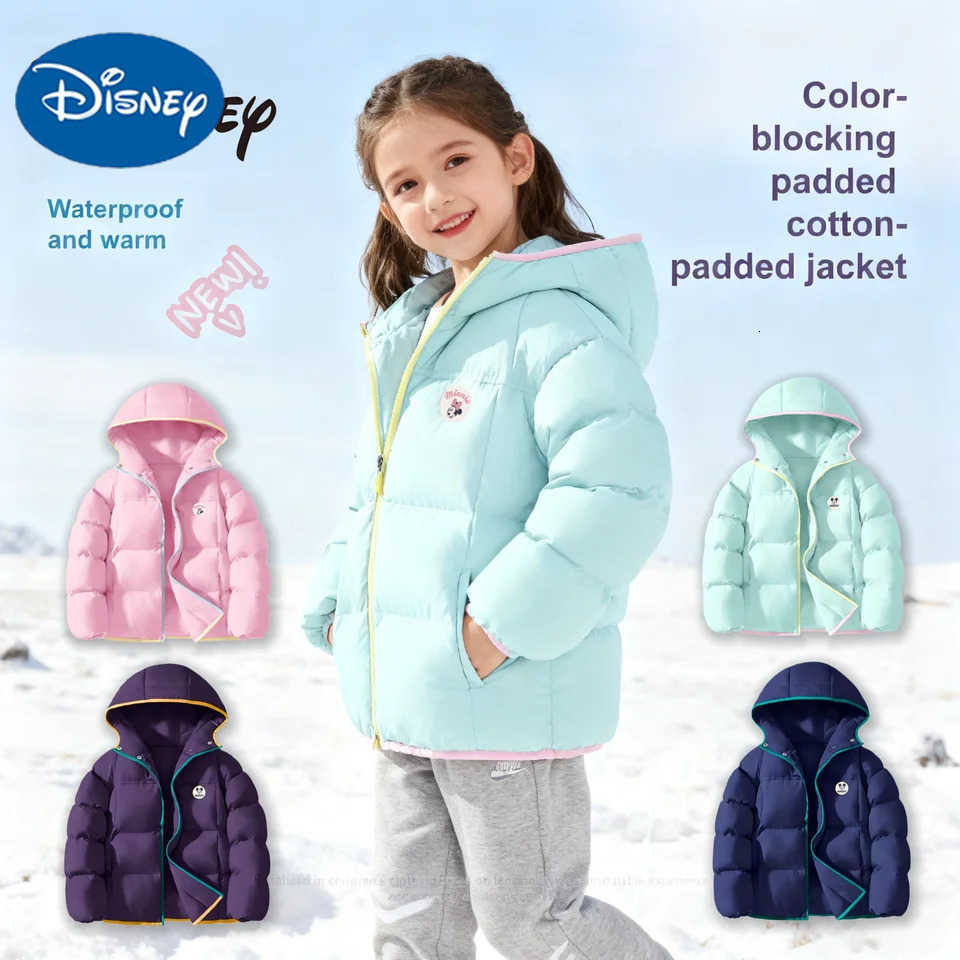 Disney Kids Warm-keeping Cotton-padded Jacket Winter Cold Resistant Comfortable Coat Thickened Hooded Cotton-padded Jacket H251213-image-1088254358