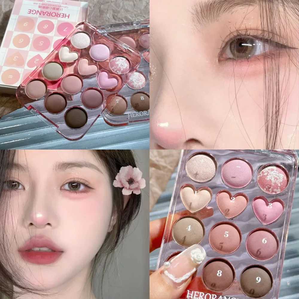 HERORANGE Calculator Love Eyeshadow Palette 12 Colors Matte lescent Glitter Non-Flying Powder Earth Color Eyeshadow M251213-image-1088282031
