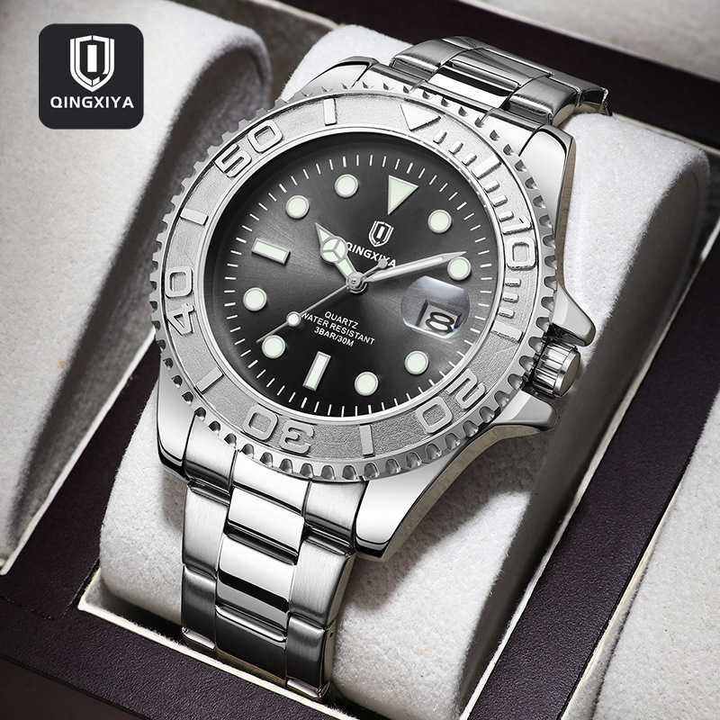 Luxury New Arrival Sports Quartz Watch Men's Stainless Steel Strap Water-Resistant with Luminous Dial and Date Display