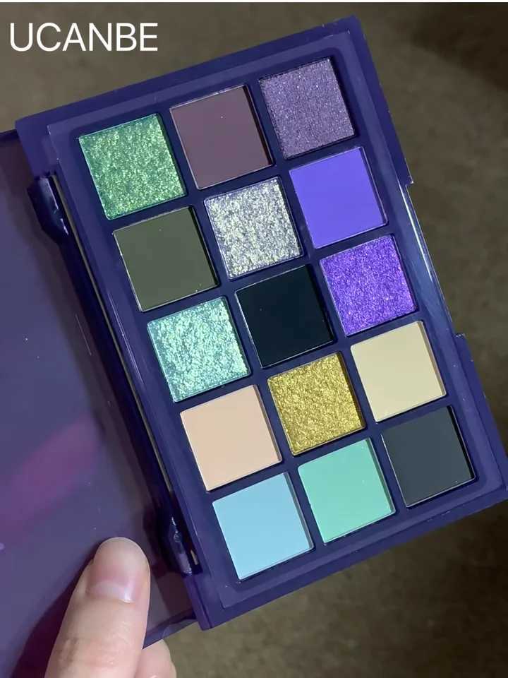 UCANBE 15 Shades Eyeshadow Palette Purple Chameleon Shimmer Glitter Matte Matellic Eye Shadow Makeup Palette Halloween Makeup M251213-image-1088284502
