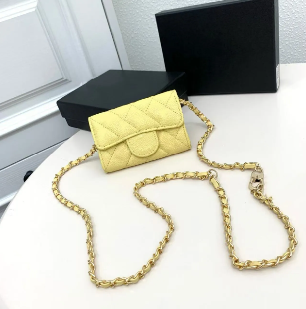 Top designer wallet shoulder bag chain handbag wallets double letter solid buckle sheepskin caviar pattern women luxury evening bag