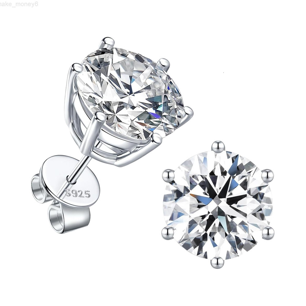 Custom Personalized Lab Grown Moissanite Earring 925 Silver Material 2ct 4ct 6ct Round Cut Moissanite Earrings for Men Women