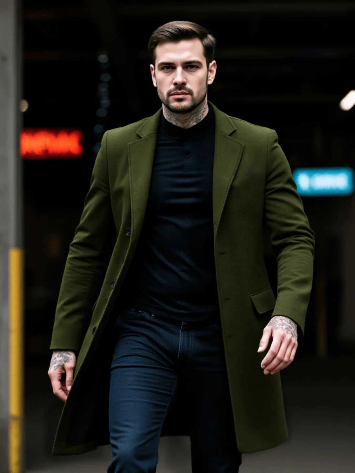 Winter-Proof Mens Solid CoatSingle-Breasted Woolenen Jacket Thickened Lining - Lined For Extreme Cold ProtectionT251213