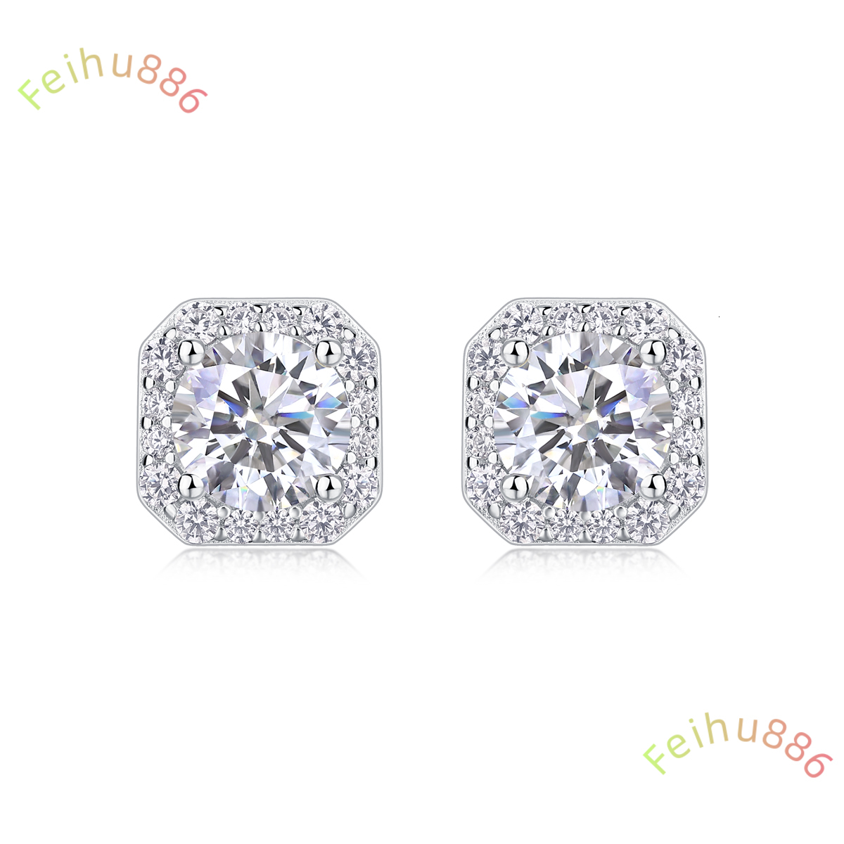 Rock Sugar American Style Full Diamond Earrings for Men and Women Hip-hop Earrings Personality High-end Cool Niche Earrings