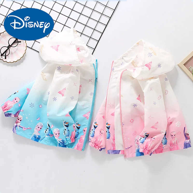 Disney Spring Autumn Princess Elsa Hooded Jacket Outdoor Cartoon Pattern Jackets For Girls American Casual Cute Print Coat H251213-image-1088254424
