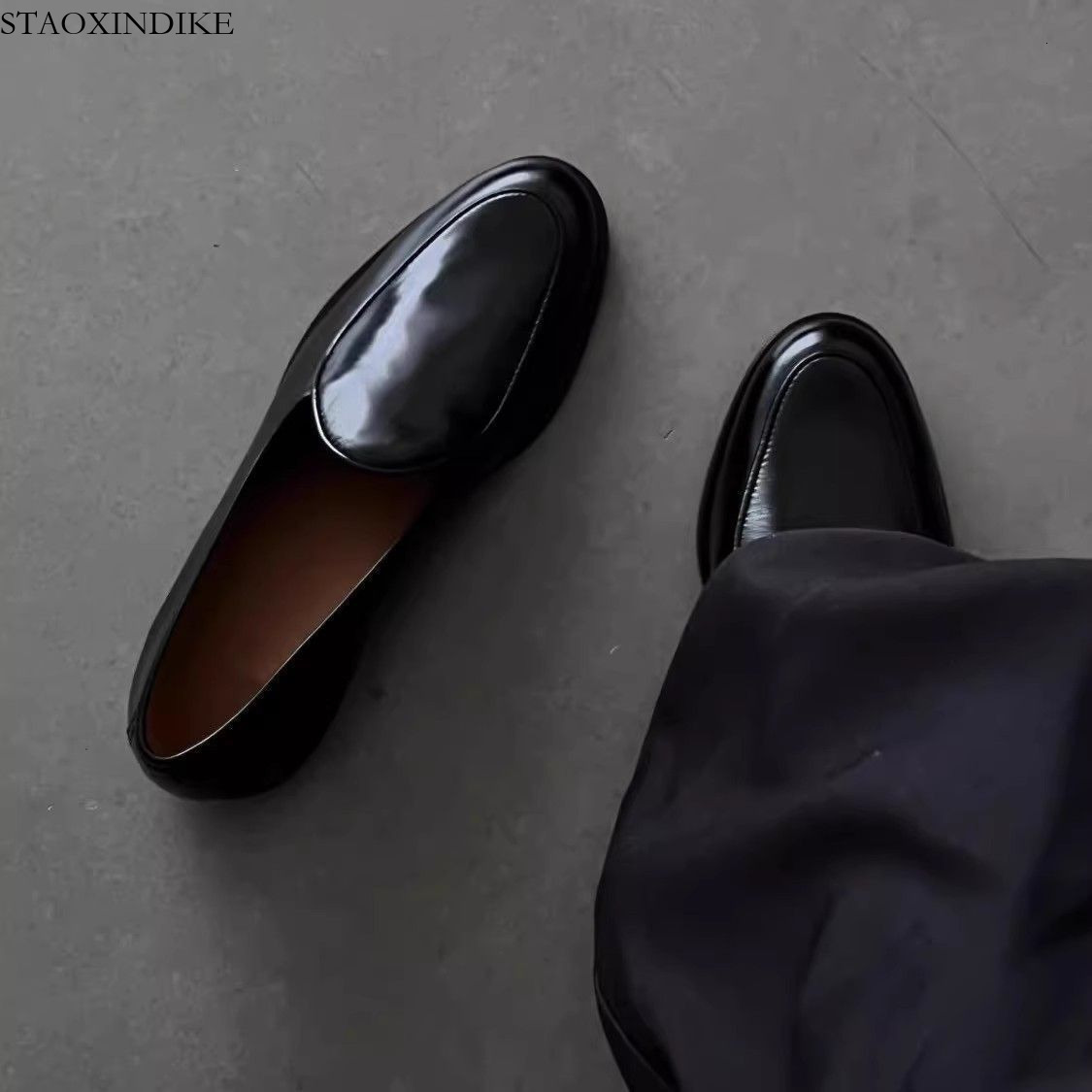 STAOXINDIKE 2025 Autumn Winter Fashion Loafers New Business Formal Black Glossy Commuter Derby Men's Shoes
