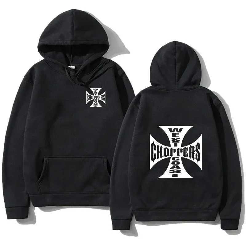 West Coast Iron Cross Choppers Printed Mens Hooded Fashion Cool Sweatshirt Unisex Fashion Fleece Oversized Hoodie Streetwear Q251212