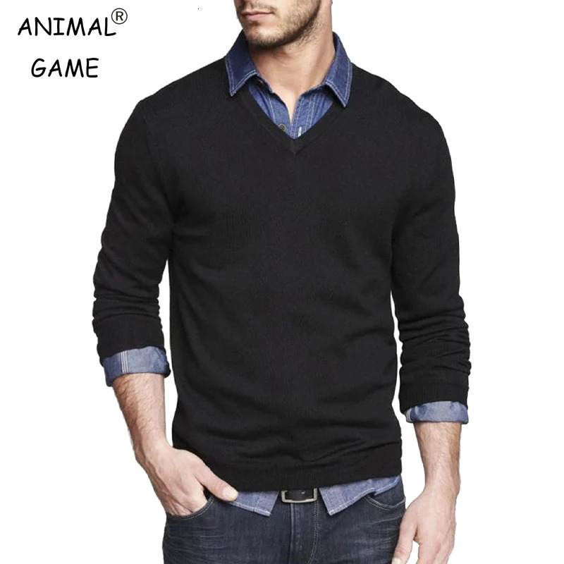 Mens Long Sleeve V Neck Pullover Sweater Slim Fit Knit Sweaters Lightweight Dress Casual Sweater Business Solid Color Outwear251210
